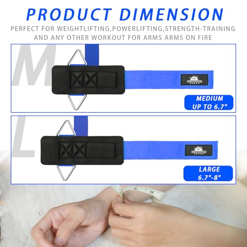 Wrist Cuffs Weight Lifting Straps – Heavy-Duty Cable Machine Attachments & Weightlifting Wrist Support for Lateral Raises, Pull Exercises & Strength Training - color: blue, size: size L