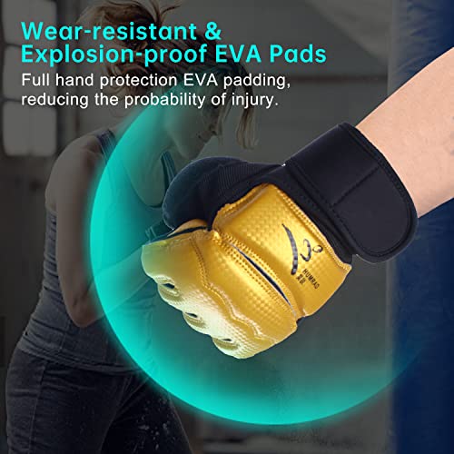 Kickboxing Sparring Gloves TKD Gloves for Men Women Half Finger Boxing Gloves Fighting Gloves Boxing Gloves for Punching Bag Training Gloves for Men Women Black - color: Golden, size: X-Large