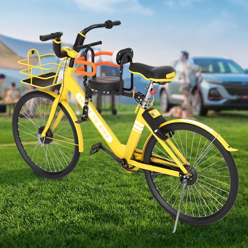 Child Bike Seat for Adult Bike,Retractable Baby Bike Seat Front Mounted for Children 2-6 Years Old - color: gold for bike
