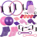 21 Pcs Pilates Ring Circle Set for Women, Includes 9.8 in Ball Yoga, Ring Stretching, Strap Bands, Non Slip Socks, Back Bags for Workout, Commonly Used for Yoga, Pilates, Stretching, Fitness