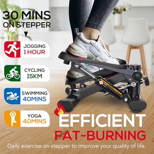 Keppi Fitness Stair Stepper, Steppers for Exercise at Home, Stepper with 2 Pairs of Resistance Bands for Efficient Cardio - Fitstep Series - style: FITSTEP500