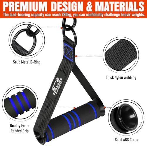 Heavy Duty Exercise Handles, Gym Cable Handles for Cable Machine Attachments, D Handle Cable Attachments, Handles for Resistance Bands, Workout Accessories, Fitness Equipment for Home Gym - color: Black Blue
