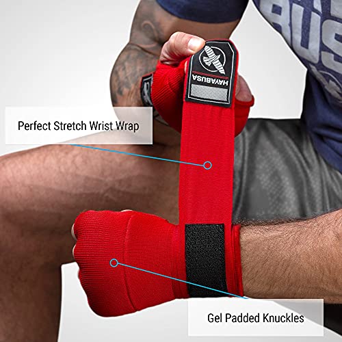 Hayabusa Quick Gel Hand Wrap Boxing Gloves | Slip-On Design, Padded Knuckle Protection, Hook and Loop Closure, Muay Thai Kickboxing, Men and Women, Sparring - color: Red, size: X-Large