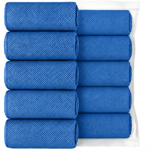 Puomue 5 Pack Cooling Towels, 40 Inches X 12 Inches, Breathable Soft Chilly Microfiber Towel for Yoga, Sport, Running, Workout, Gym, Camping and Fitness, Dark Blue - color: Dark Blue