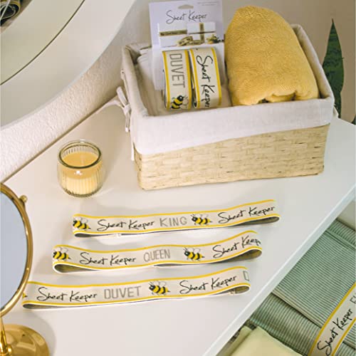 Sheet Keeper Bed Sheet Organizer Bands, 2-Pack - Made in USA Elastic Linen Labels for Folded Sheet Sets, Closet & Linen Storage Organization (Queen) - size: Queen