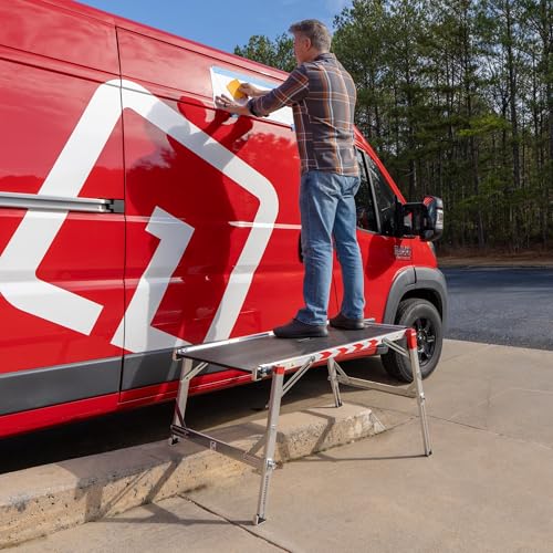 Hailo TP2 Plus | Work & Staircase Platform | Length and Height-Adjustable Telescopic Rails and feet | Integrated Bubble Level | for use with Step stools & stepladders - style: TP2 Plus (work platform)