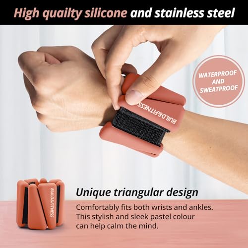 Wrist & Ankle Weights, Adjustable Bands for Women & Men Workouts, Set of 2 – 2lb or 4lb (1lb or 2lb each strap) Ideal for Runs, Jogs, Walks, Yoga, Dance, Pilates, Cardio, Aerobics, Strength Training - color: Blush, size: 2LB (1LB each)