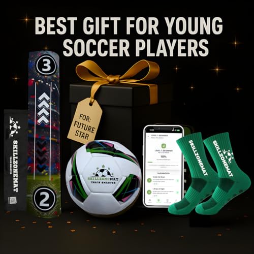 SkillZone Soccer Training Mat with Soccer Ball – Dribbling & Footwork Trainer | Indoor/Outdoor Soccer Training Kit with Interactive Video Hub, Grip Socks & Carry Bag | Control & Agility Practice - color: Limited Edition World Champions 2026 - Match Kit