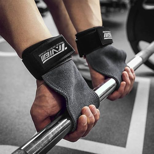 TAVIEW Wrist Straps for Weightlifting for Maximum Grip Support - Lifting Deadlift Strap & Weight Lifting Grips Gloves for Working Out Pull Up Deadlifting & Shrugs - color: Grey（1 Pair)