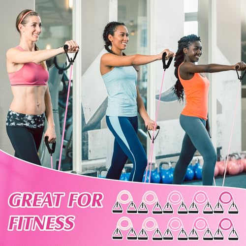 Shappy 10 Pcs Resistance Bands with Handles Exercise Stretch Bands for Exercise Woman Man Training Physical Therapy Workouts Fitness - color: Pink