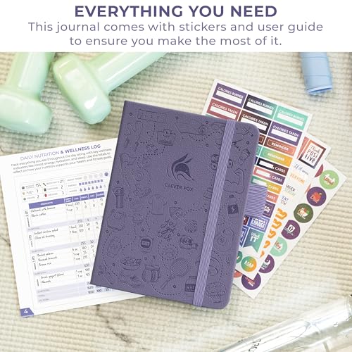 Clever Fox Fitness & Food Journal, Workout Planner, 4.2"x5.7" Lavender | Lasts 3 months, undated hardcover exercise & weight loss journal for women, gym, diet, meal tracker, calorie counter book - color: Lavender, size: Pocket (4.2" x 5.7")