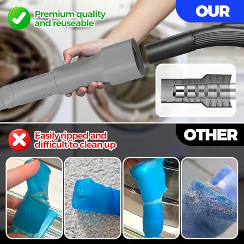 Holikme Dryer Vent Cleaner Kit 2Pack - Lint Vacuum Attachment & Brush | Gray Dryer Vent Vacuum Hose Attachment & Brush Reach Deep Traps - Remove Hidden Lint, Speed Drying & Reduce Fire Risk - color: Gray