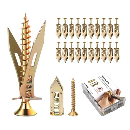 Self-Drilling Drywall Anchors,Heavy Duty Drywall Anchors and Screws kit,Door Hinge Repair Tool,Dry Wall Anchors for Fixing wall Decor, Furniture,Statues,Photo Frames (1.57IN,20Pcs) - color: 1.57IN,20Pcs