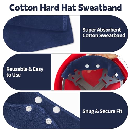 Hard Hat Sweatband, 9 Pack Hardhat Sweatband, Cotton Liner Hard Hat, Washable Sweatband for Hard Hats, Reusable Sweat Liners for Helmet Users - color: Deep Blue