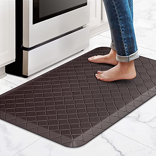 HappyTrends Cushioned Anti-Fatigue Rug,17.3"x28",Thick Waterproof Non-Slip Kitchen Mats Heavy Duty Ergonomic Comfort Rug for Kitchen,Floor,Office,Sink,Chocolate - color: Chocolate, size: 28"L x 17.3"W x 0.5"Th