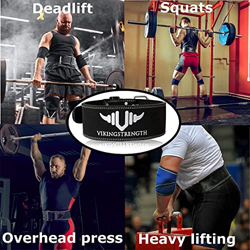 Vikingstrength Premium Weight Lifting Belt with Lifting Straps, Gym Weightlifting Belt for Men and Women, perfect for Squat, Powerlifting, Crossfit and Deadlifting M-4XL + V-Strength Workout App - size: L