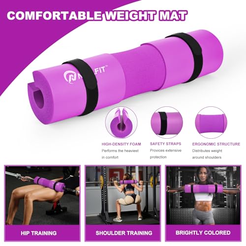 NEALFIT Barbell Pad Squat Pad for Squats—Squat Bar Pad—Great for Weightlifting,Lunges and Hip Thrusts—Foam Sponge Pad—Fit Standard and Olympic Bars Perfectly - color: Purple