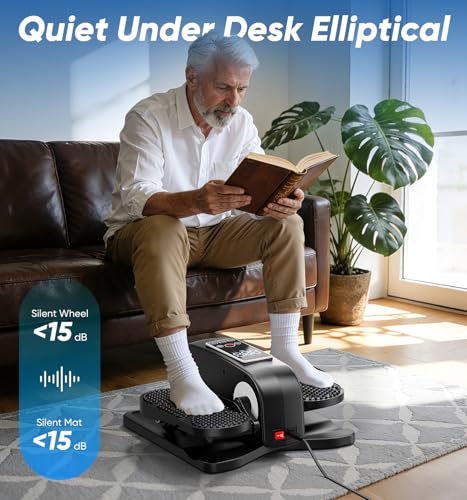 HOMGIM Under Desk Elliptical Machine - Quiet Motorized Leg Exerciser with Smart Remote, 12-Speed Manual Programs Auto/3 Auto Programs LCD Display & Bidirectional Motion for Home/Office - color: Black