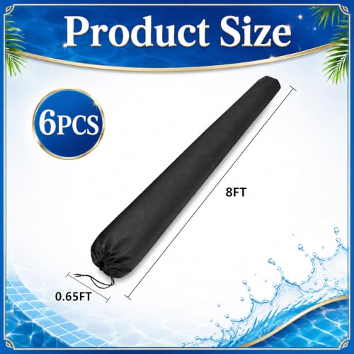 6 Pcs 8 Ft Pool Safety Covers Winter Weights Tube, 600D Oxford Pool Cover Weights Sand Bag with Drawstring, Inground Pools Side Weights Tubes for Winter Covers Protection Supplies