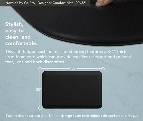 GelPro Elite Premier Anti-Fatigue Kitchen Comfort Floor Mat, 20x72", Trellis Grey Haze Stain Resistant Surface with therapeutic gel and energy-return foam for health & wellness - color: Sisal Black, size: 32"L x 20"W x 0.8"Th