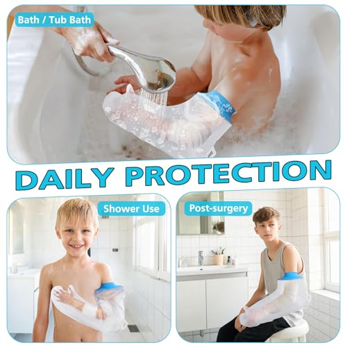 Asunby Waterproof Cast Covers for Shower Long Arm Kids, Water Proof Plastic Sleeve to Cover Arms After Surgery/Wound/Fracture/Bandage/Fingers,Protector Bag Youth/Toddler Showering Child in Bath Large - size: Kids Arm-Long