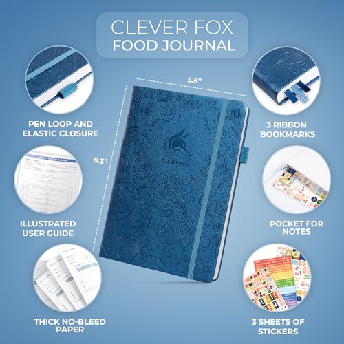 Clever Fox Food Journal - Daily Food Diary, Meal Planner to Track Calories & Nutrients, Weight Tracker Notebook, A5 (Mystic Blue) - color: Mystic Blue, size: A5 (5.8'' x 8.3'')