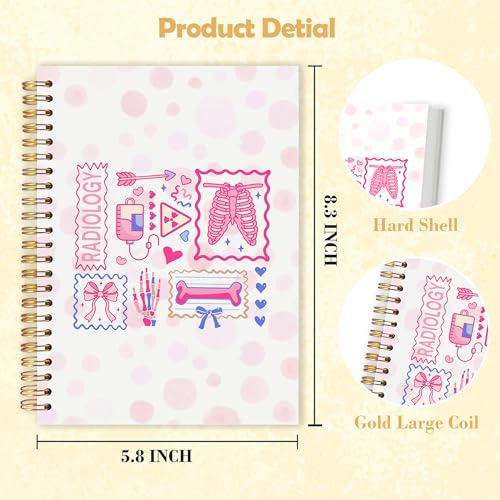 Radiology Tech Gifts Spiral Notebook 5.5x8.3 in, Preppy Pink X-Ray Rad Tech Nurse Medical Hardcover Notebook Journal Gifts for Women Work - color: Radiology Tech Gifts