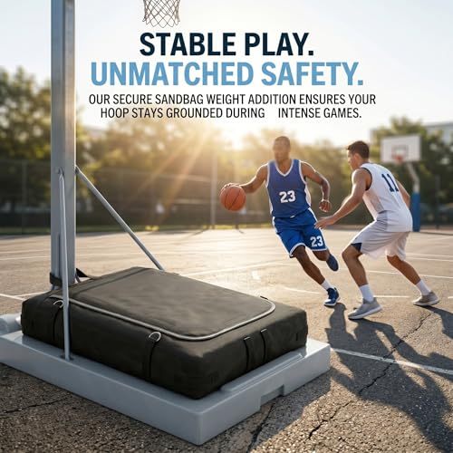 Basketball Hoop Sandbag, Weighted Base Anchor Bag for Portable Hoop Bases | Heavy-duty Oxford fabric bag helps stabilize portable basketball hoop bases for driveway and backyard use.Bag only.