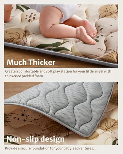 Blissful Diary Portable Baby Play Mats for Floor, Thick Cushioned Foldable Baby Crawling Mat for Indoor Outdoor, Non-Slip & Washable Kids Playmat for Tummy Time Activity, Earth Tones 43" X 43" - color: Earth Tones, size: 43" X 43"