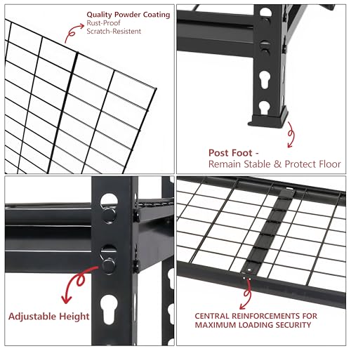 5-Tier Heavy-Duty Storage Shelves, 2250 LBS Load Steel Shelving Unit, Adjustable Boltless Garage Shelving, Sturdy Organizer for Garage, Kitchen, Gym, Shed (Black, 2PCS 36''W x 18''D x 72''H) - size: 2PCS 36''W x 18''D x 72''H