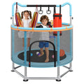 Full Wrap-Around Double Ring Legs 440lbsToddler Trampoline with Net,Trampoline for Kids - color: Blue, size: 60''