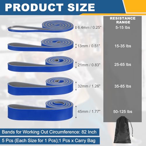 Resistance Bands for Working Out, Pull Up Bands, Pull Up Assistance Straps with Carry Bag for Home/Gym - color: Blue/Gray