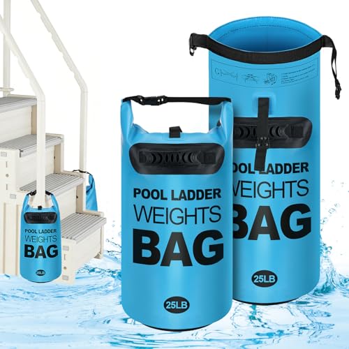 Pool Ladder Weights for Above Ground Pool - 2 Pack 25lb Fillable Sand Bags for Pool Steps, Heavy Duty Waterproof Pools Ladder Stabilizer Anchor Bags - size: 25 LB