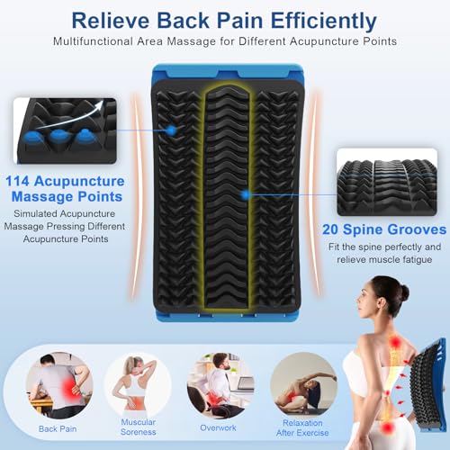 MINOLL Back Stretcher for Lower Back Pain Relief, Multiple Level Adjustable Arch Lumbar Back Cracker Board, Back Cracking Device, Back Massager for Scoliosis, Spine Decompression Support - color: Blue