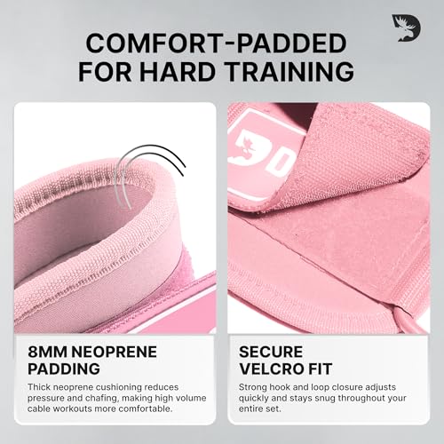 DMoose Ankle Strap for Cable Machine - One Size Fit with Premium Padding, Workout Kickback Ankle Cuffs, Ankle Bands for Working Out, Booty Workouts, Leg Extension, Hip Abductors & Lower Body Exercises - color: Bubblegum Pink - Pair