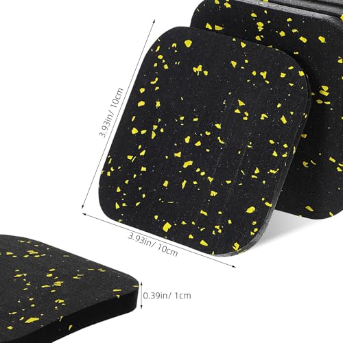 Uonlytech 6 Pcs Shock-Absorbing Rubber Exercise Equipment Mats, 10cm X 10cm X 10mm Thick Treadmill Vibration Isolation Pads Noise Reduction for Home Gym Fitness Flooring