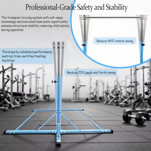Gymnastics Bar for Kids Girls Ages 3-15 with Ring for Home Indoor Training Equipment- Steady Steel Construction, Anti-Slip, Easy to Assemble, 3' to 5' Adjustable Height - color: TEAL, size: 4.8FT, style: FOLDABLE BAR WITH MAT&RING