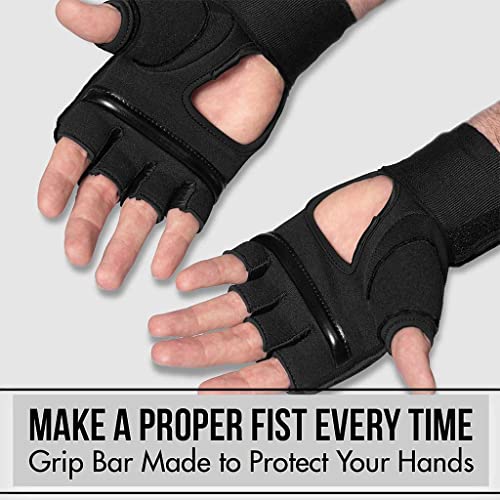 Quick Gel Boxing Wraps Under Boxing Gloves - Kickboxing MMA Muay Thai - Fist, Knuckle, Wrist Wrap Protection Inner Glove Hand Wraps - Men Women Kids - color: All Black, size: Small-Medium