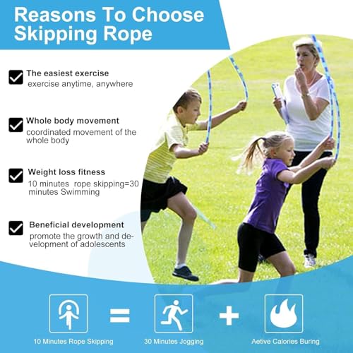GRAWUN Jump Rope For Kids, Soft Beaded Jump Rope, Adjustable Length Tangle-Free Segmented Soft Beaded Skipping Rope，for Women, Men and Kids Keeping Fit, Workout and Weight Loss - color: 2Green+2Pink+2Blue