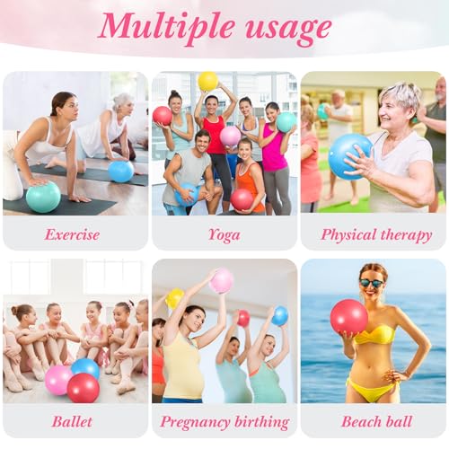 Aoriher 10 Pack 9 Inch Small Pilates Ball Bulk Mini Exercise Ball Portable Non-Slip Workout Yoga Balls with Air Pump for Stability, Barre, Fitness, Balance, Physical &Core, Gym Home Office Use - color: Fresh color