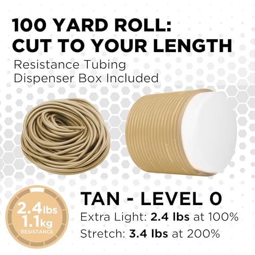 THERABAND Latex Resistance Tubing, Tan, Extra Light Level 0, 100 ft Roll, Professional Grade Resistance Band for Exercise, Upper and Lower Body Workouts, Cut-to-Length, Color-Coded Levels - color: Level 0 / Extra Light - Tan, size: 100 Foot