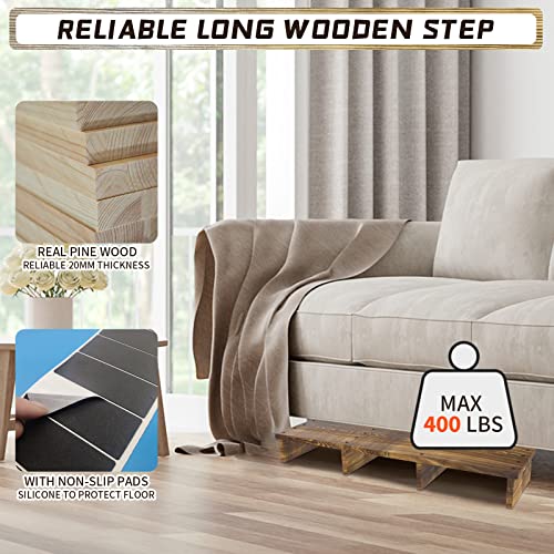 39IN Long Wooden Step Stool for Elderly, Half Wooden Riser Step Stool for High Bed, Bathroom, Kitchen and Living Room, 400LBs Loading(39.0" L*11.5" W*4.6" H) - color: Charcoal