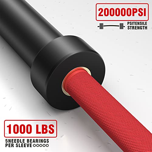 Curl Bar Olympic Barbell EZ Bar 330LB/700LB/1000LB/1500LB for Biceps Curl, Squat, Weightlifting - style: 1000LB-Red