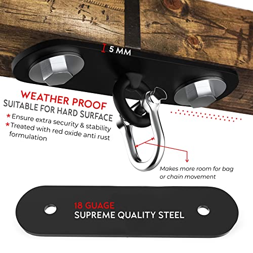 360 Rotation Heavy Bag Chain, Punching Bag Hanger with Stainless Steel Swivel Chain and 4 Snap Hooks, Mount for Hammock, Gym Swing, Yoga Swing, Trapeze - size: Ceiling Mount Bracket 5 Inch