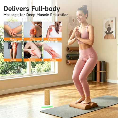 Cork Balance Board, 4-in-1 Natural Cork Ankle Stability Trainer & Foot Strengthener for Enhanced Foot Strength, Balance Trainer, Home Gym Fall-Prevention Training