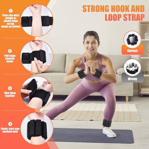 Ankle Weight Wrist Weight 2 Pack 1lb Each Adjustable | Arm and Leg Weight, Women and Men, Pilates Gym Yoga Aerobic, Strength Training - color: Black