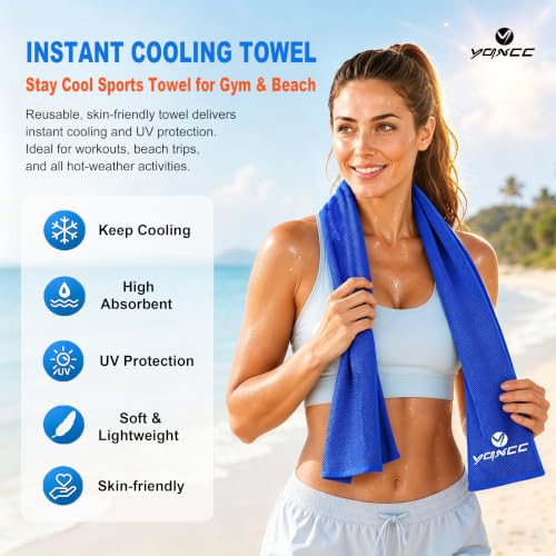 YQXCC 4 Pack Cooling Towels (40"x12"), Cool Neck Towel, Soft Breathable Microfiber for Gym, Yoga, Golf, Running, Camping & Summer Outdoor Activities - color: Dark Blue + Light Blue + Dark Gray + Light Gray