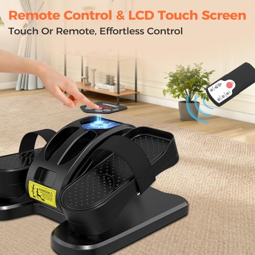 ESL Under Desk Elliptical, Electric Elliptical Leg Exerciser for Seniors | 12 Speed Adjustable, Quiet Elliptical Exercise Machine with Remote, Seated Pedal Exerciser with Strap, Portable - color: Black