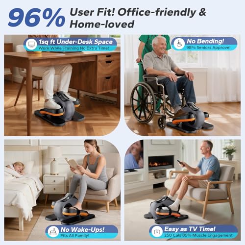 Under Desk Elliptical Machine, Ellipse Leg Exerciser As Seen On Tv While Sitting for Seniors, Pedal Exerciser with 15 Level Adjustable Resistance & 5 Auto Mode Fully Assembled Home Office - color: Black