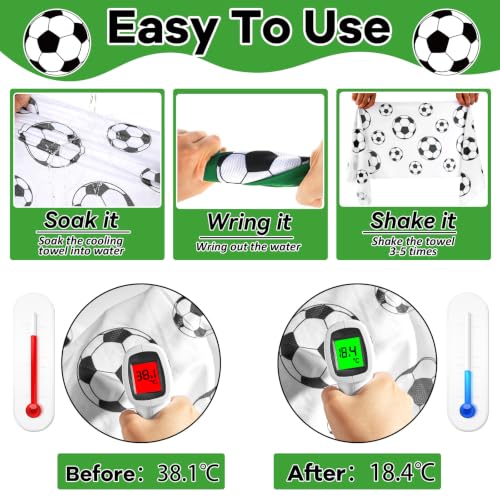 30Pcs Soccer Cooling Towels for Neck and Face 40 x 12 Inch Soccer Sports Team Gift Workout Ice Towels for Gym Sweat Microfiber Breathable Chilly Bulk Neck Wraps for Athletes Camping Travel Yoga - style: Soccer